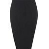 Women's Elastic Waist Knitted Split Tube Pencil Midi Skirt
