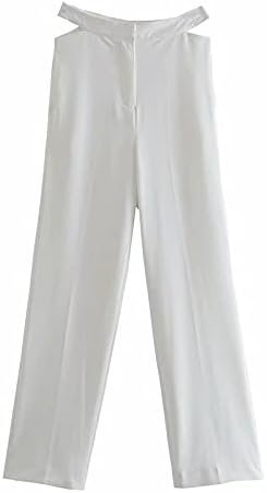 21V7sX2BImS._AC.jpg White Cut Out Wide Leg Pants Women High Waist Office Wear Woman Pants Summer Fashion Streetwear Trousers (Size : Medium)