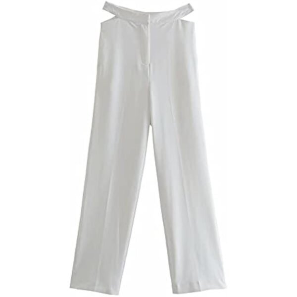 21V7sX2BImS._AC_US1200.jpg White Cut Out Wide Leg Pants Women High Waist Office Wear Woman Pants Summer Fashion Streetwear Trousers (Size : Medium)