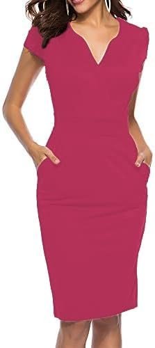 Women's Business Retro Cocktail Pencil Wear to Work Office Casual Dress