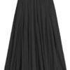 Women's Tulle Skirt Elastic High Waist Layered Pleated Mesh Flowy A-line Midi Skirt