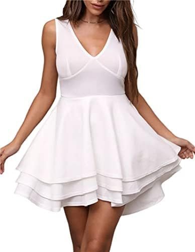 Women's Sequin Glitter V Neck Skater Mini Club Cocktail Party Swing Dress