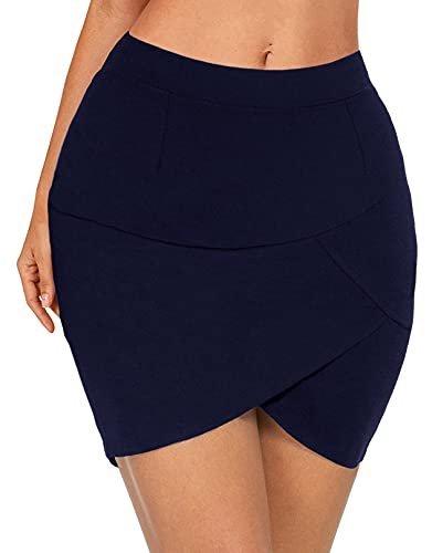 Women High Waisted Above The Knee Stretch Bodycon Slim Mini Pencil Skirt