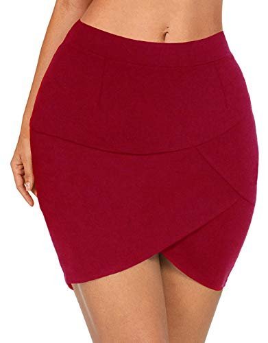 Women High Waisted Above The Knee Stretch Bodycon Slim Mini Pencil Skirt