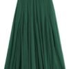 Women's Tulle Skirt Elastic High Waist Layered Pleated Mesh Flowy A-line Midi Skirt