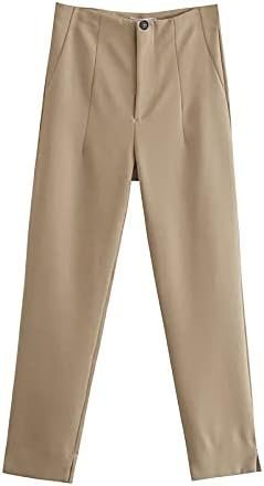 Pants for Women High Waist Trousers Office Formal Ladies Workwear Solid Skinny Pantsuit Casual Khaki Fashion Slim (Color : Beige, Size : Medium)