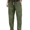 Women's Casual Corduroy Pants Comfy Pull on Elastic Waist Trousers Drawstring Cotton Pants