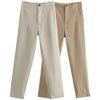 Pants for Women High Waist Trousers Office Formal Ladies Workwear Solid Skinny Pantsuit Casual Khaki Fashion Slim (Color : Beige, Size : Medium)