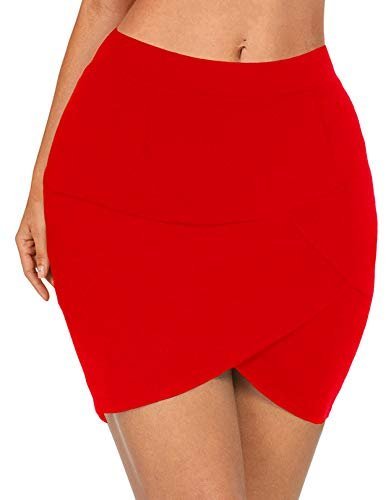 Women High Waisted Above The Knee Stretch Bodycon Slim Mini Pencil Skirt