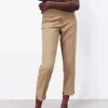 Pants for Women High Waist Trousers Office Formal Ladies Workwear Solid Skinny Pantsuit Casual Khaki Fashion Slim (Color : Beige, Size : Medium)