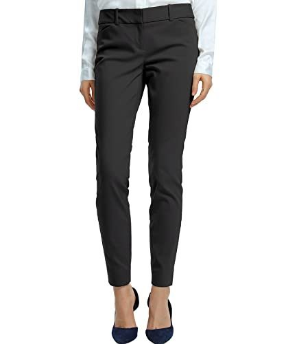 Women's Straight Pants Stretch Slim Skinny Solid Trousers Casual Business Office