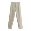 Pants for Women High Waist Trousers Office Formal Ladies Workwear Solid Skinny Pantsuit Casual Khaki Fashion Slim (Color : Beige, Size : Medium)