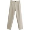 Pants for Women High Waist Trousers Office Formal Ladies Workwear Solid Skinny Pantsuit Casual Khaki Fashion Slim (Color : Beige, Size : Medium)