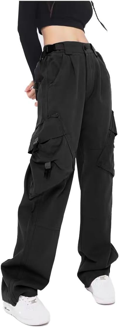 Women Baggy Adjustable Waist Women's Pants with Pockets Wide Leg Womens Trousers Comfy Fashion Techwear