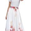 Women Floral Long Skirts Chiffon Summer Beach High Waisted Maxi Skirts