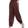 41JXK4y0dTL.jpg Women's 100% Linen Pants Relax Fit Lantern Cropped TaperedPants Trousers with Elastic Waist