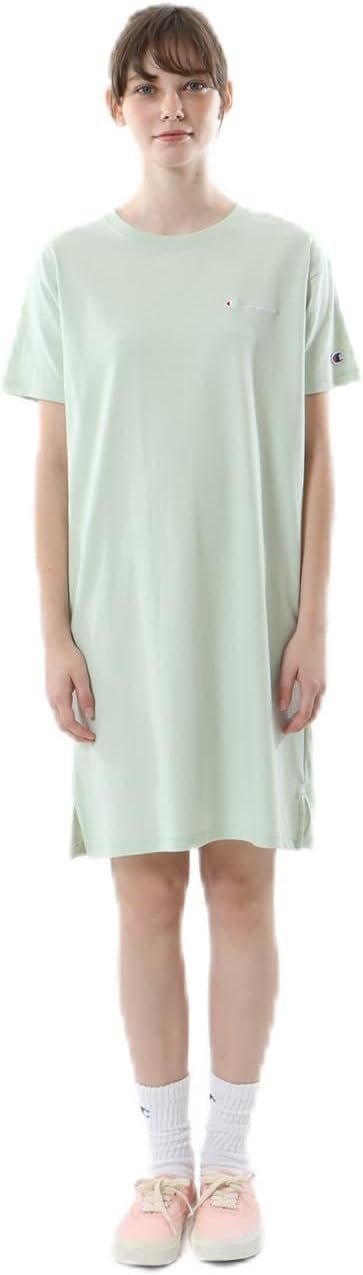 Short Sleeve Round Neck Cotton USA Script Logo Dress Women's Basic