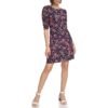 Women's Floral Jersey Short Puff Sleeve Dress