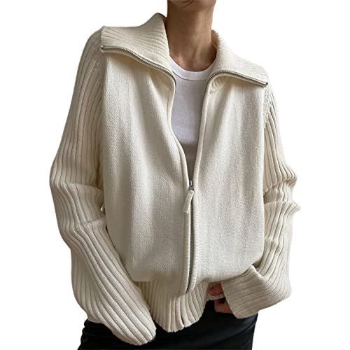 Women Zip Up Long Sleeve Crop Hooded Tops Ribbed Knit Cropped Hoodie Jacket Y2k Cute Sweater Pullover