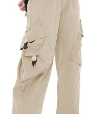 Women Baggy Adjustable Waist Women's Pants with Pockets Wide Leg Womens Trousers Comfy Fashion Techwear