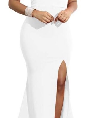 Women's Off Shoulder High Split Long Formal Party Dress Evening Gown