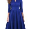 Women's Vintage Pleated Flared Swing A-Line Casual Party Work Dresses