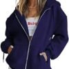 Womens Zip Up Hoodies Long Sleeve Sweatshirts Fall Outfits Oversized Sweaters Casual Fashion Jackets