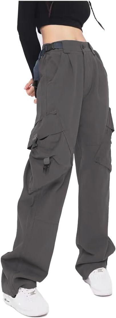 Women Baggy Adjustable Waist Women's Pants with Pockets Wide Leg Womens Trousers Comfy Fashion Techwear