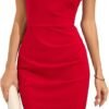 Womens Crew Neck Sleeveless Ruched Bodycon Sheath Work Cocktail Party Pencil Dresses