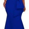 Women's Sexy Off The Shoulder Oversized Bow Applique Evening Gown Party Maxi Dress