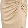 Women’s 2 Pieces Skirt with Crop Tank, High-Slit Twist Skirt Set Bodycon Dress for Party Club Nightout Cocktail