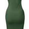 Women's Solid Fitted Classic Short Sleeve Premium Cotton Midi Dress