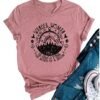 Women Mountain Camping T-Shirt Summer Camping Hiking Vacation Shirts Teen Girls Funny Forest Camper Tees Tops