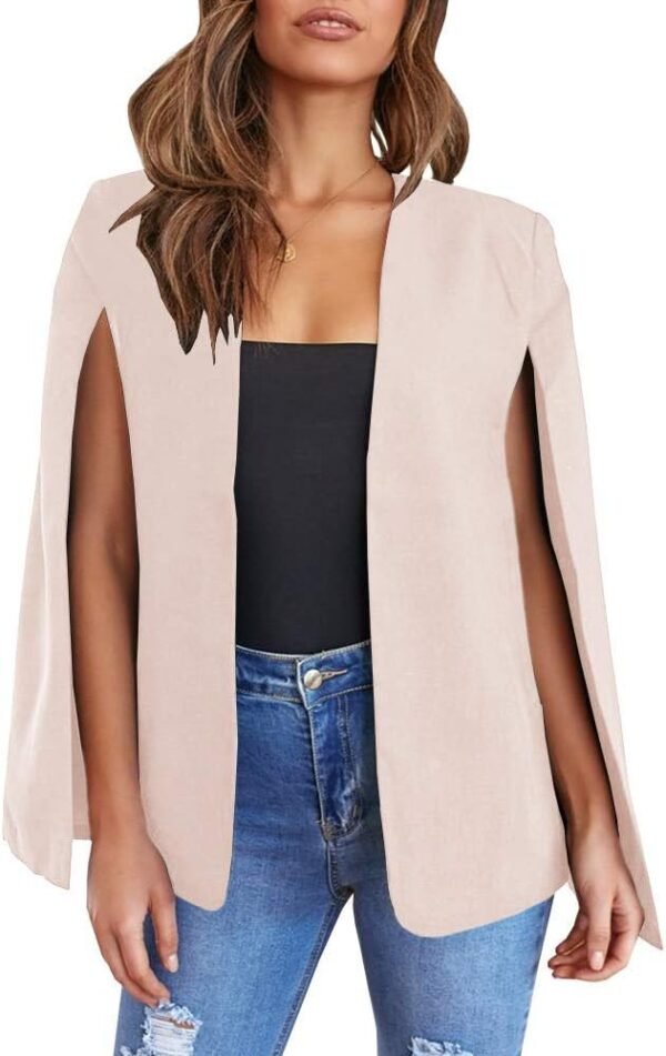 Womens Cape Blazer Split Sleeve Open Front Casual Jacket Coat Workwear