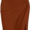 Women’s 2 Pieces Skirt with Crop Tank, High-Slit Twist Skirt Set Bodycon Dress for Party Club Nightout Cocktail