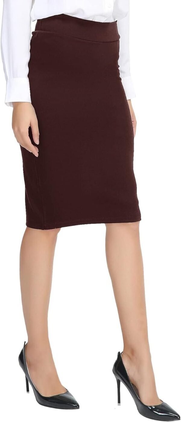Women's Elastic Waist Stretch Bodycon Midi Pencil Skirt