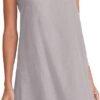 Women's Linen Sleeveless Shift Dress with Pockets Crew Neck Casual Tank Dress