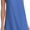 Women's Linen Sleeveless Shift Dress with Pockets Crew Neck Casual Tank Dress