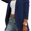 Womens Casual Long Sleeve Blazers Solid Color Knit Blazer Work Office Open Front Blazer Jacket