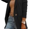 Womens Casual Long Sleeve Blazers Solid Color Knit Blazer Work Office Open Front Blazer Jacket