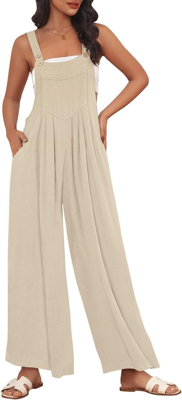 Womens Jumpsuits Overalls Wide Leg Casual Summer Outfits Rompers Jumpers Sleeveless Straps With Pockets 2024
