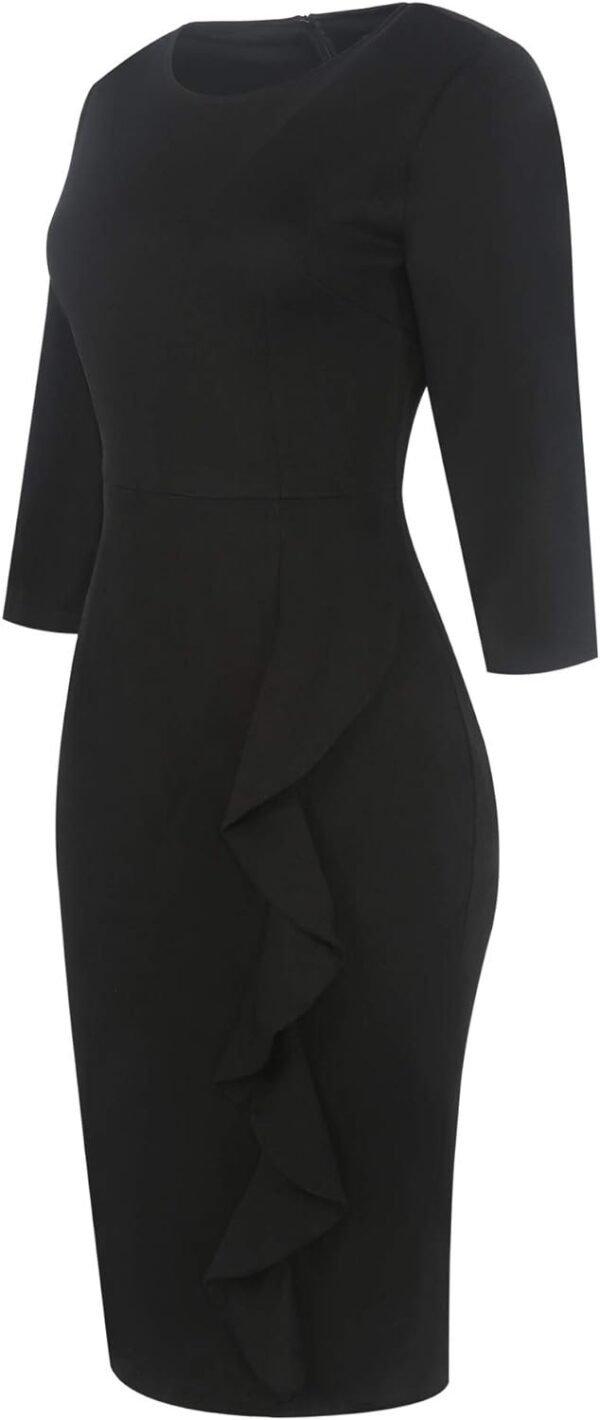 Women's Vintage Short Sleeve Polka Dot Falbala Fold Slim Fit Pencil Dress