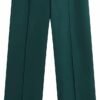 51CVBdz_c1L._AC_SL1500.jpg Woman Green High Waist Women Pants Fashion Width Leg Up Trousers Straight Pants Button Fly Office Female Pants (Size : Small)