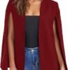 Womens Cape Blazer Split Sleeve Open Front Casual Jacket Coat Workwear