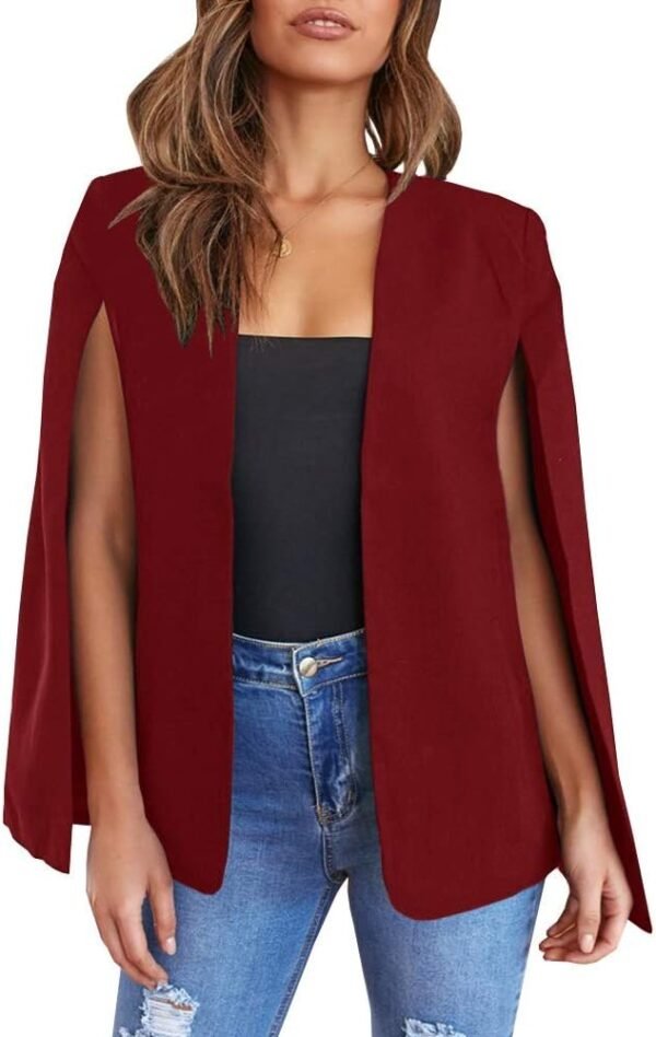 Womens Cape Blazer Split Sleeve Open Front Casual Jacket Coat Workwear