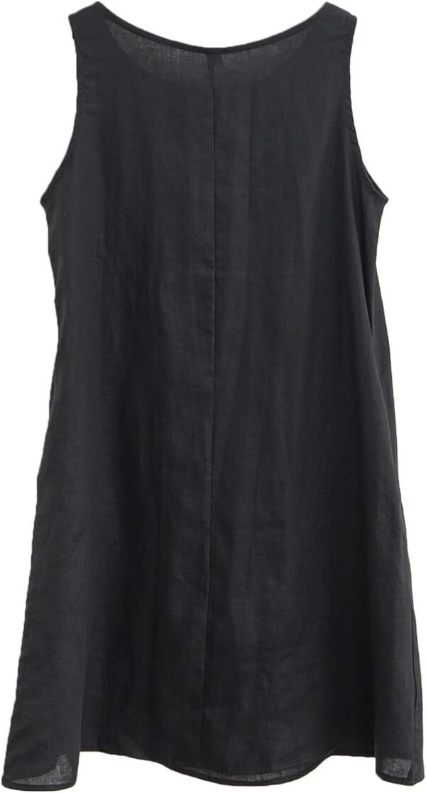 Women's Linen Sleeveless Shift Dress with Pockets Crew Neck Casual Tank Dress