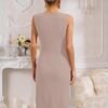 Womens Crew Neck Sleeveless Ruched Bodycon Sheath Work Cocktail Party Pencil Dresses