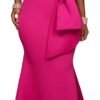 Women's Sexy Off The Shoulder Oversized Bow Applique Evening Gown Party Maxi Dress