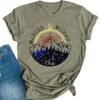Women Mountain Camping T-Shirt Summer Camping Hiking Vacation Shirts Teen Girls Funny Forest Camper Tees Tops
