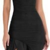 Women's Midi Bodycon Dress Summer Sleeveless Ruffle Mermaid Dress Cocktail Party Tank Dresses for Wedding Guest